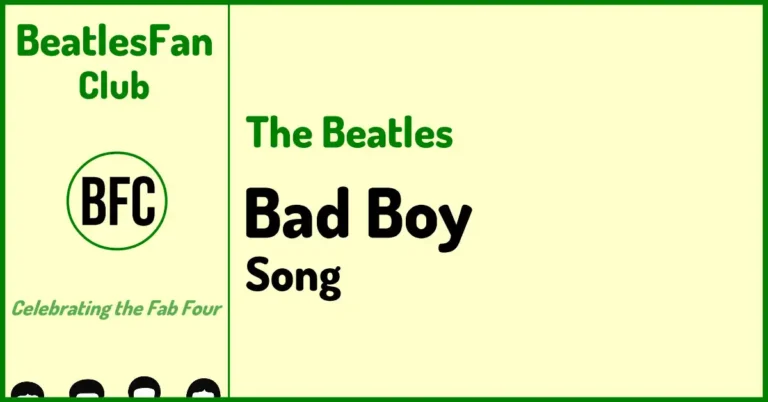 Banner displaying The Beatles Bad Boy song 1965 Abbey Road recording