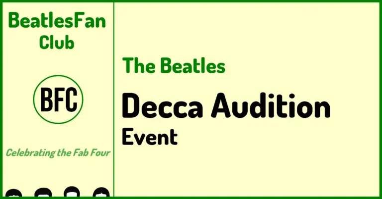 Beatles Fan Club cream banner for The Beatles Decca Audition page