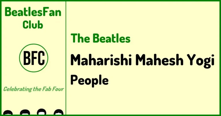 Beatles Fan Club Maharishi Mahesh Yogi People banner with cream background and green border
