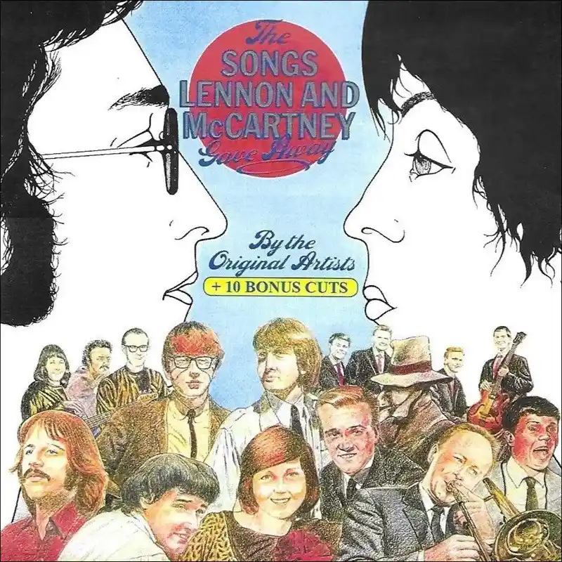 The Songs Lennon And McCartney Gave Away album cover with stylised side-profile artwork and a collage of the original artists