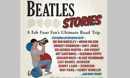 Beatles Stories: A Fab Four Fan’s Ultimate Road Trip (2011) DVD cover showing interviews and imagery celebrating Beatles fans worldwide.