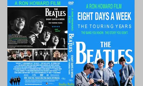The Beatles: Eight Days a Week – The Touring Years (2016) DVD cover featuring The Beatles in matching suits with a blue backdrop.