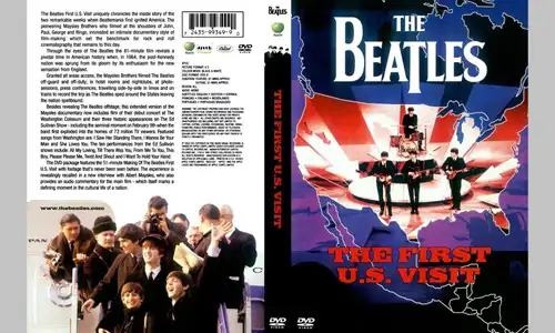 The Beatles: The First U.S. Visit (1991) DVD cover showing scenes from the Beatles’ 1964 American tour.
