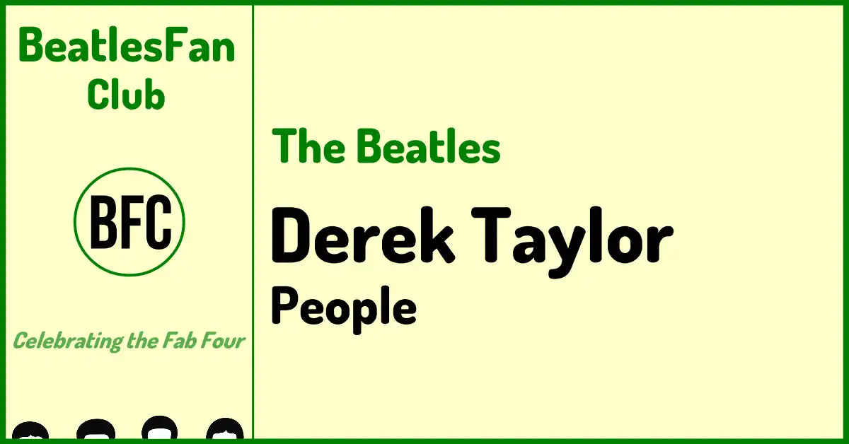 Cream BeatlesFan.Club banner for Derek Taylor with the Beatles Fan Club logo.