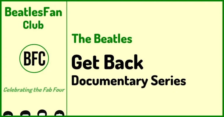 Cream BeatlesFan.Club banner for The Beatles: Get Back documentary series with the Beatles Fan Club logo.