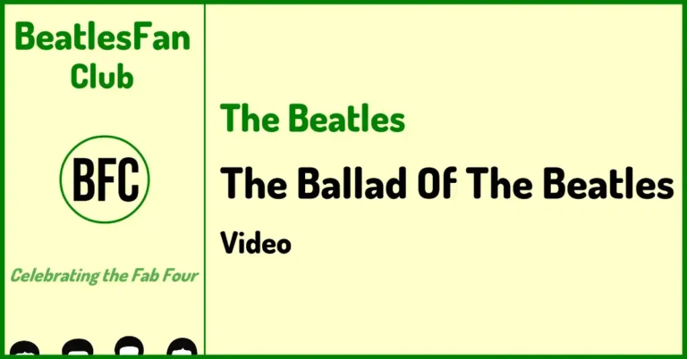 The Ballad Of The Beatles banner with cream background and Beatles Fan Club logo