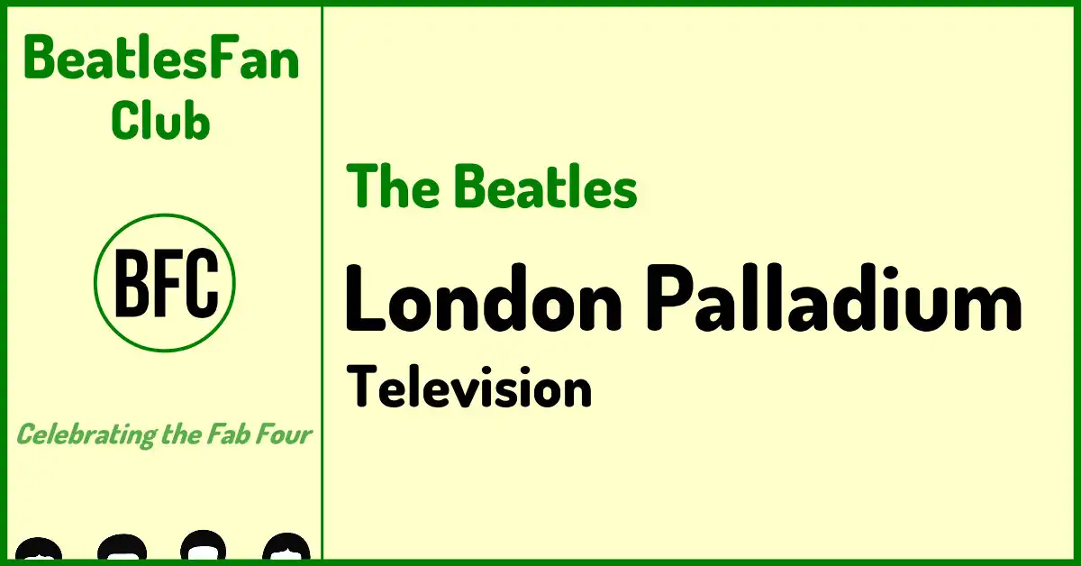 Cream BeatlesFan.Club banner for The Beatles at the London Palladium on 13 October 1963.